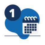A calendar icon displaying the number 1, representing the first appointment at Port Moody Chiropractic.