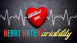 A red heart with the words heart rate variability.